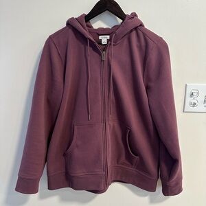 Women's L.L.Bean 1912 Sweatshirt Full-Zip Hooded Faded Eggplant Petite Large